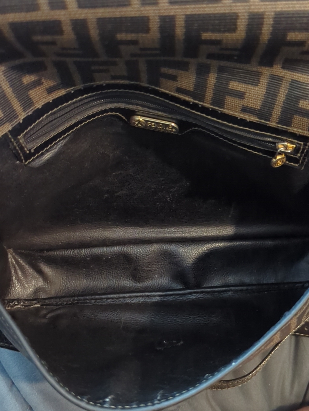 Authentic Fendi Black/Brown Zucca Crossbody Shoulder Bag - Picture 5 of 12